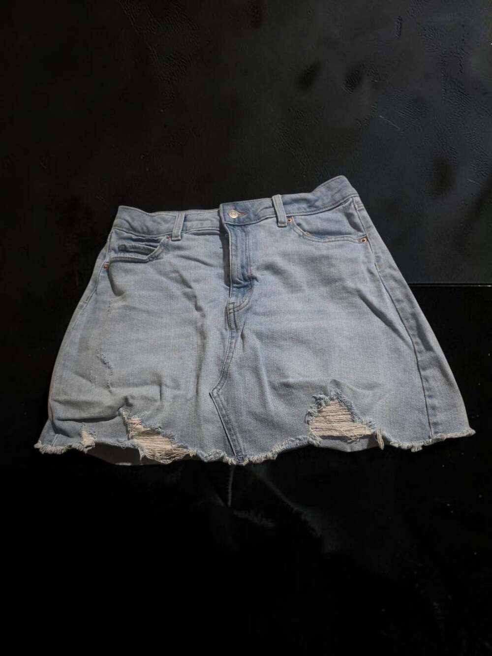 Wild Fable Denim Skirt Size 12 Light Wash Distressed Raw Hem
